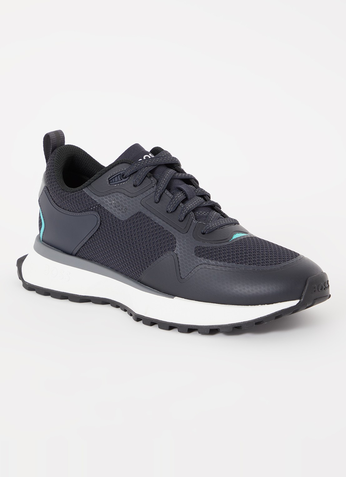BOSS Jonah sneaker met mesh details - voorkant donkerblauw