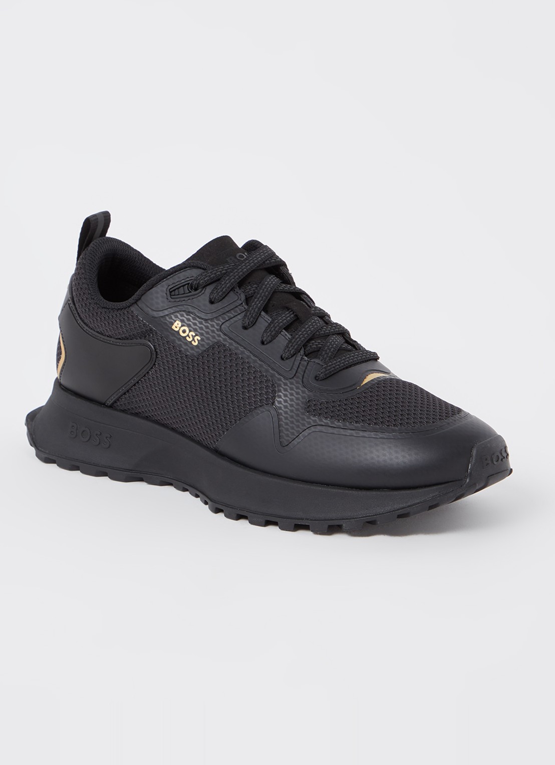 BOSS Jonah sneaker met mesh details - voorkant zwart