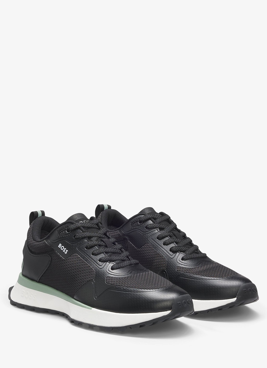 BOSS Jonah sneaker met mesh details - voorkant 2 diepzwart