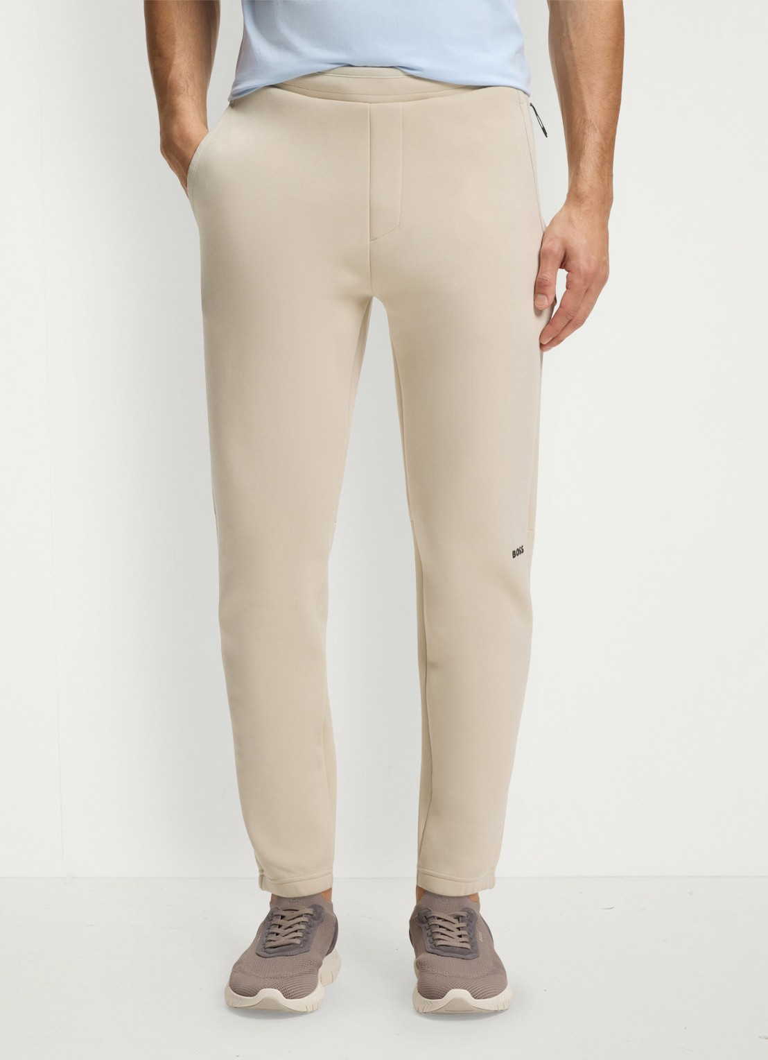 BOSS JT_Globe Long tapered fit joggingbroek in katoenblend - detail 4 light beige-272 / beige