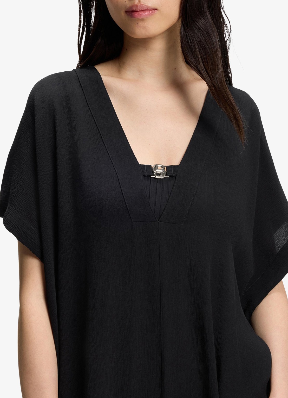 BOSS Kaftan met V-hals - detail 4 zwart