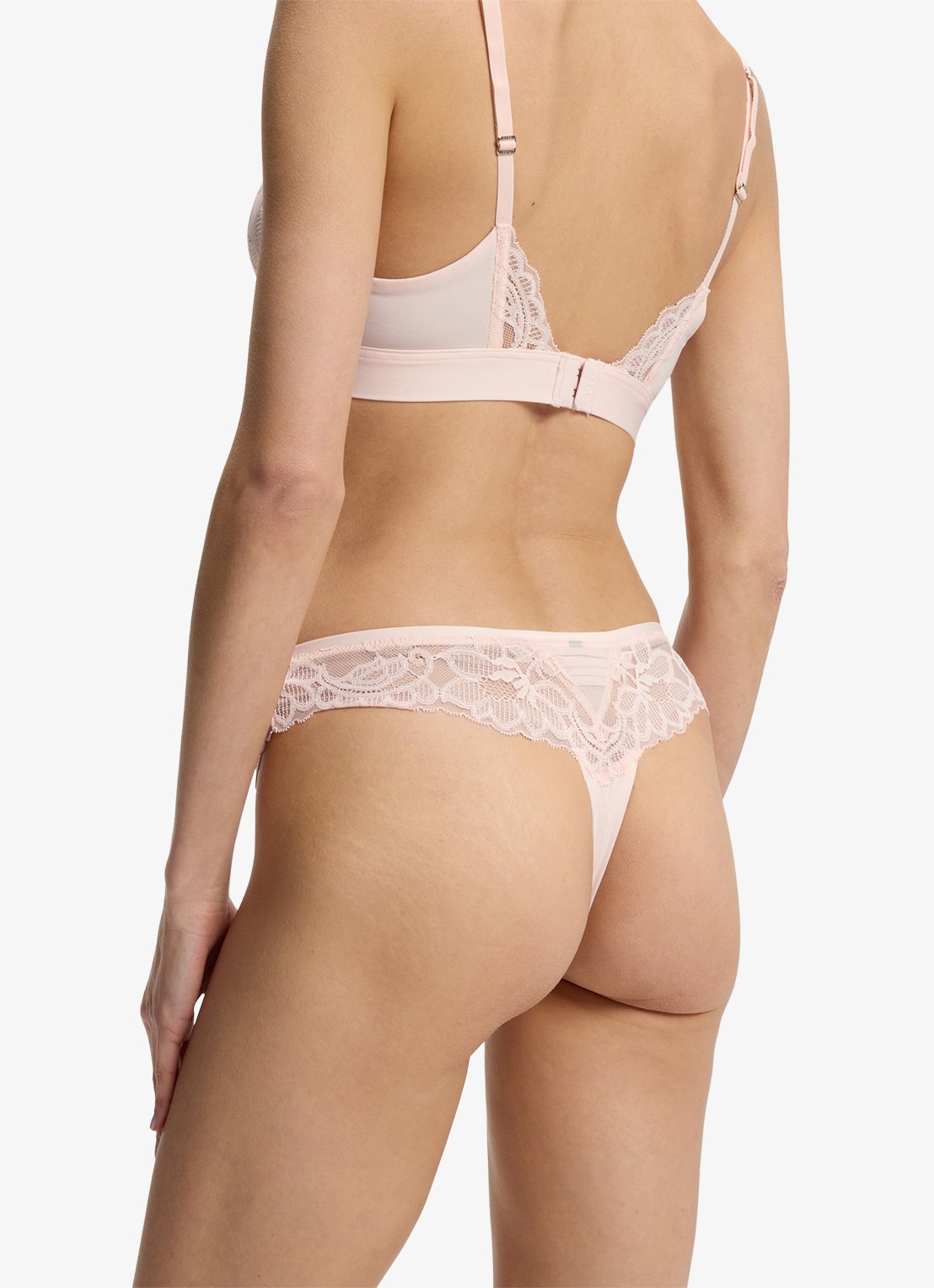 BOSS Kanten slip met mesh plooitjes en goudkleurig bedeltje - detail 5 light /pastel pink-680 / roze