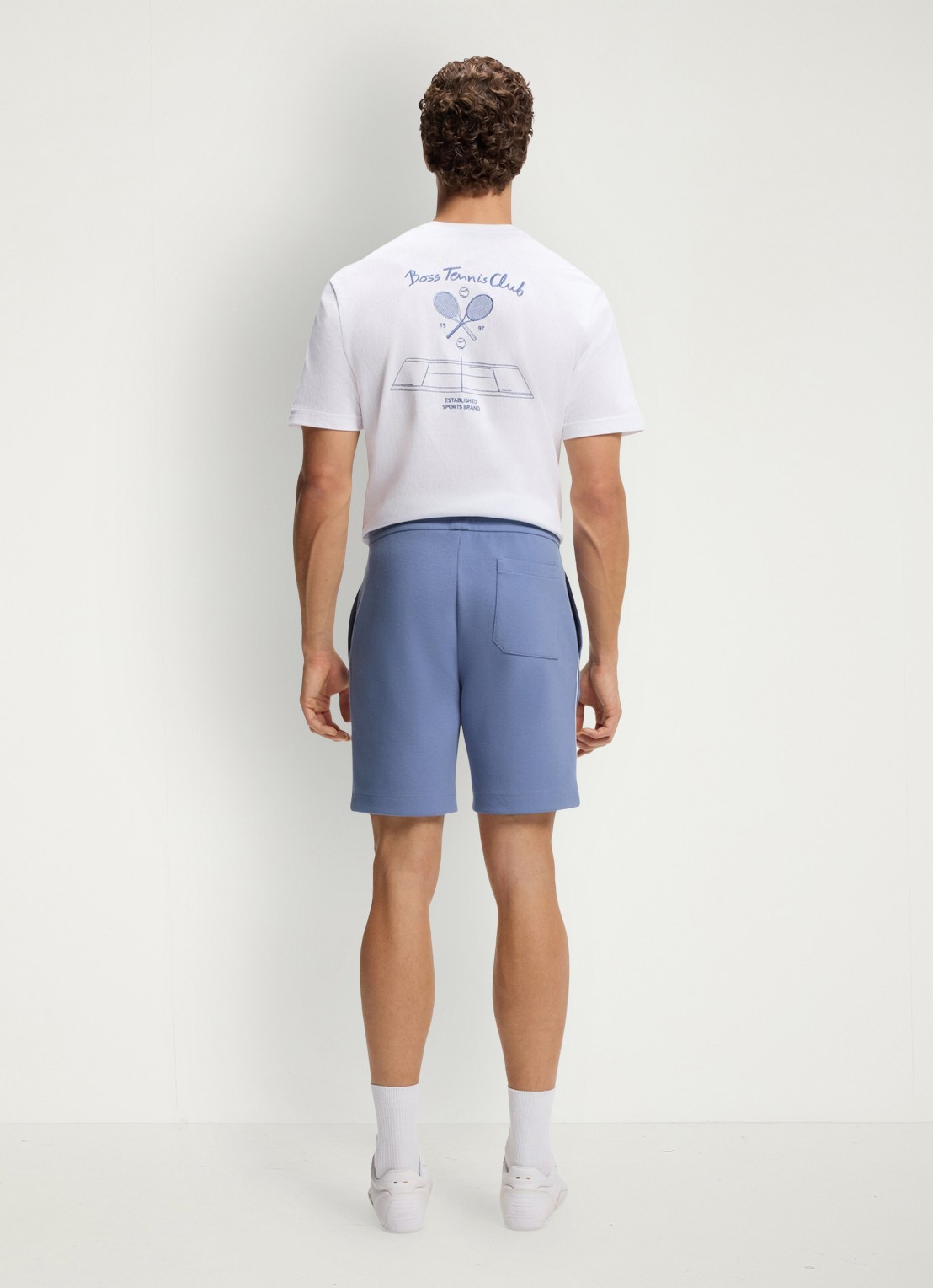 BOSS Korte broek in katoenblend - achterkant 3 light/pastel blue-459 / blauw