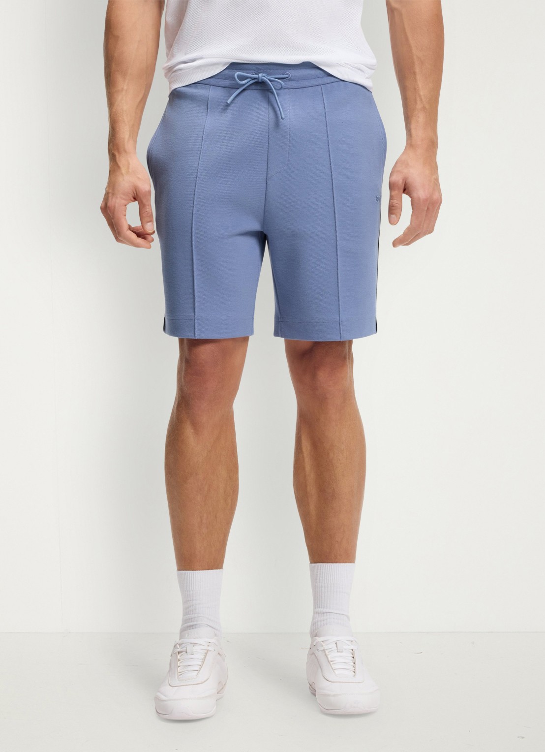 BOSS Korte broek in katoenblend - detail 4 light/pastel blue-459 / blauw