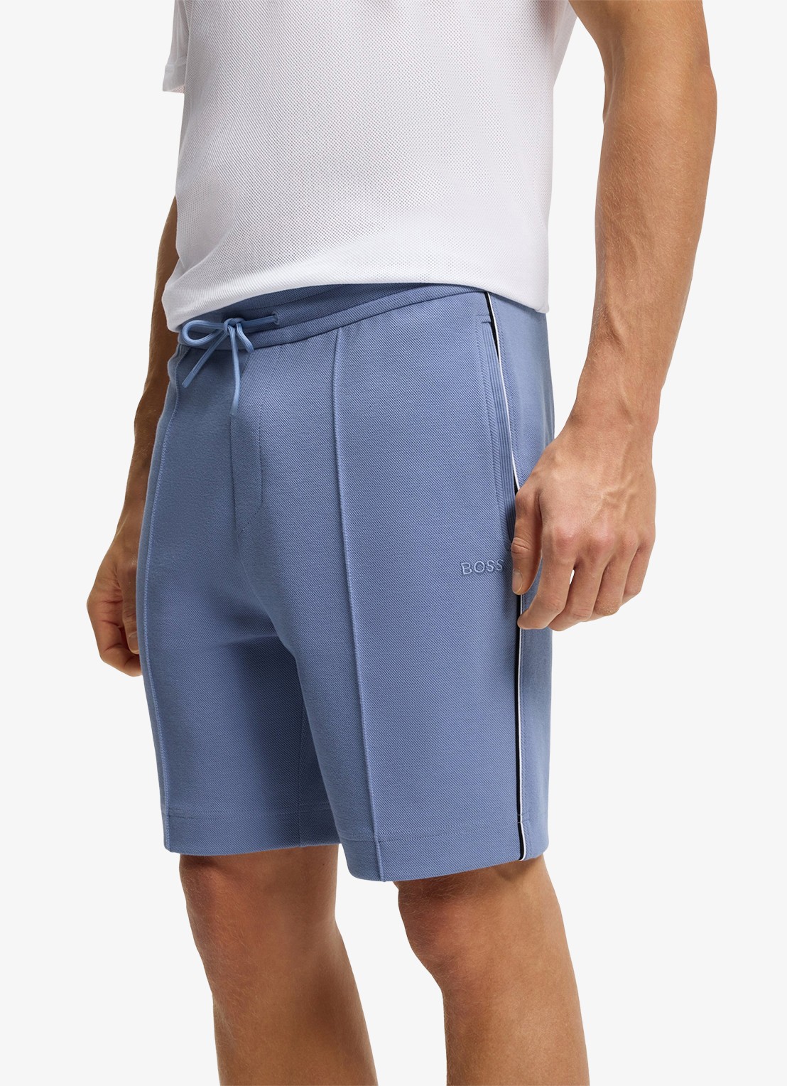 BOSS Korte broek in katoenblend - detail 5 light/pastel blue-459 / blauw