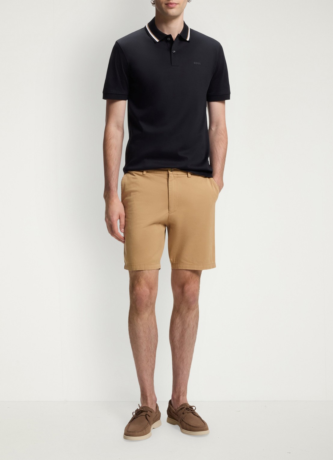 BOSS Korte broek met steekzakken - voorkant 5 beige