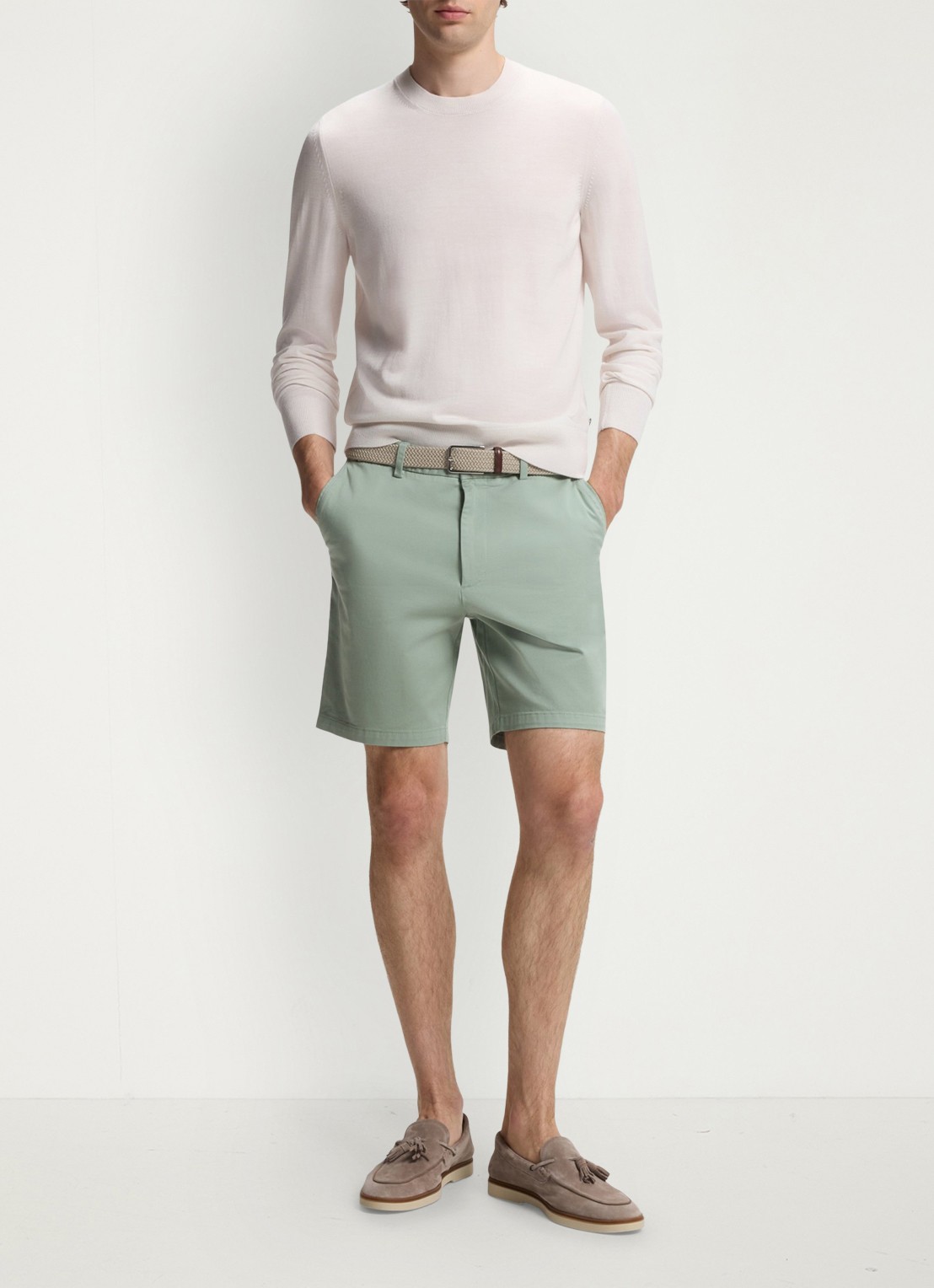 BOSS Korte broek met steekzakken - voorkant 6 open green-373