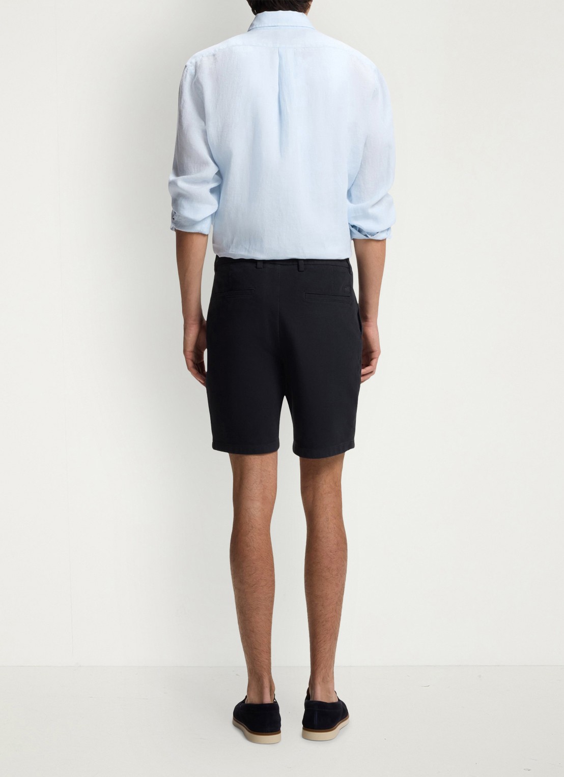 BOSS Korte chino in katoenblend - achterkant donkerblauw