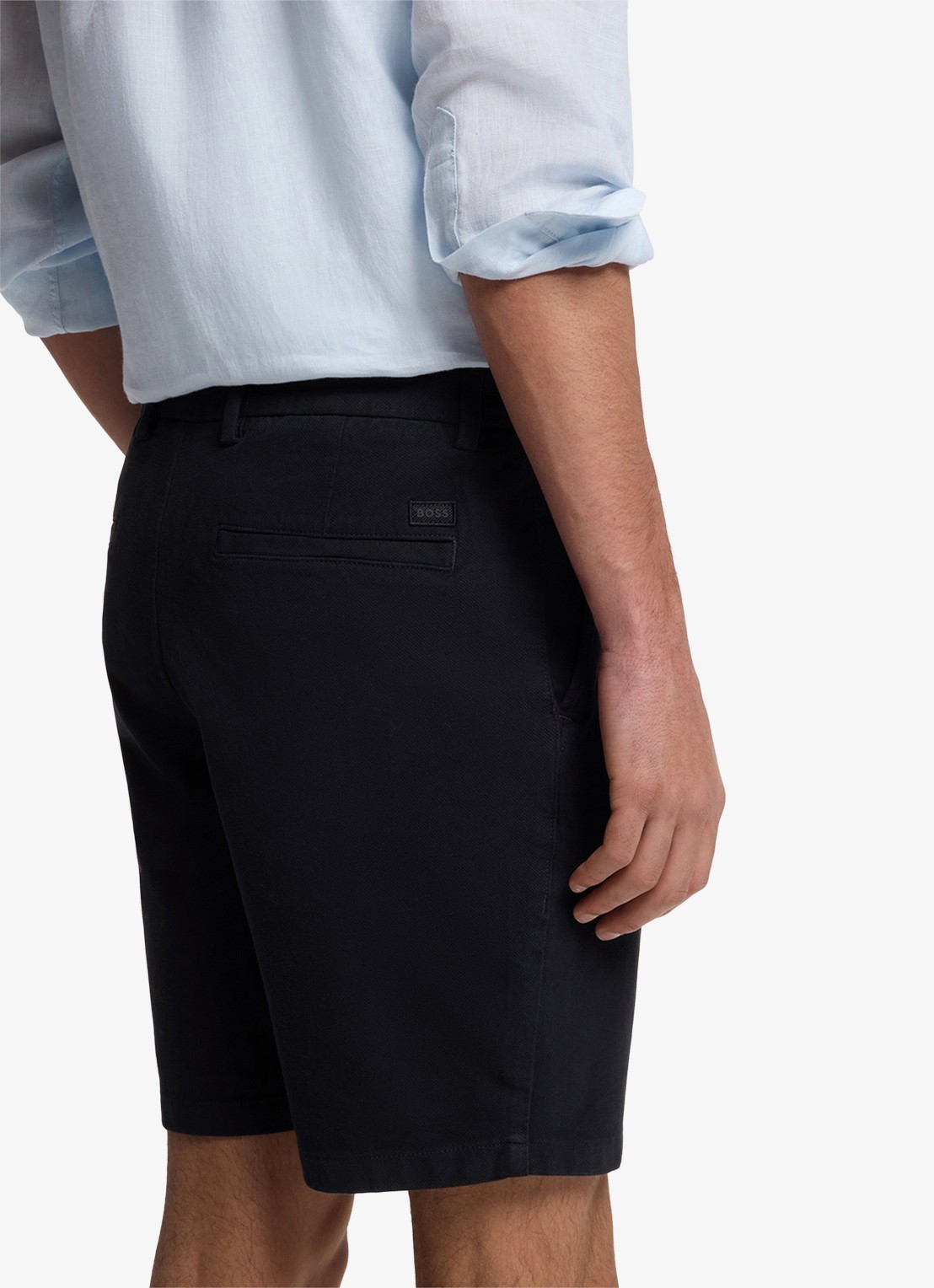 BOSS Korte chino in katoenblend - detail 3 donkerblauw