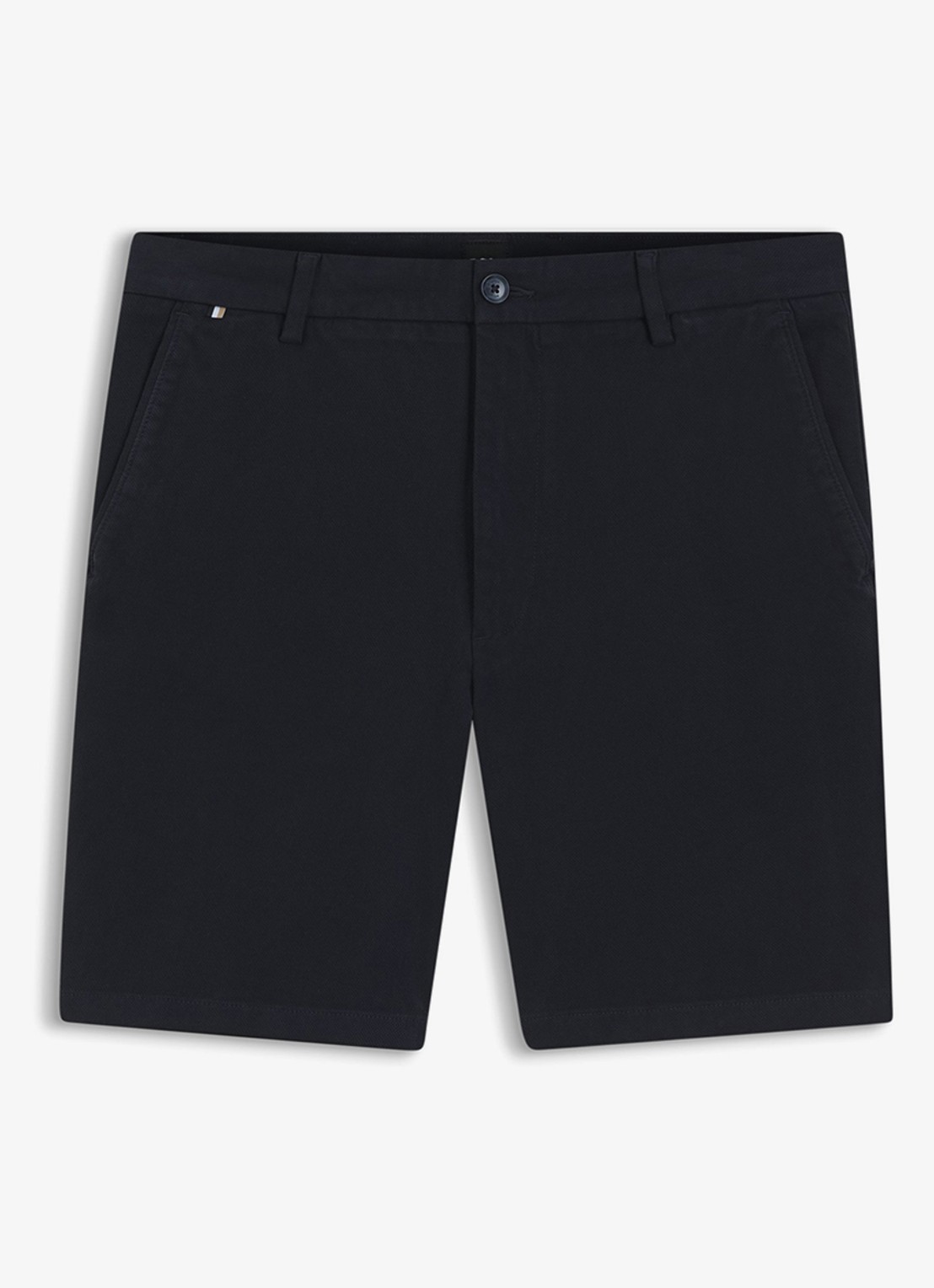 BOSS Korte chino in katoenblend - voorkant donkerblauw