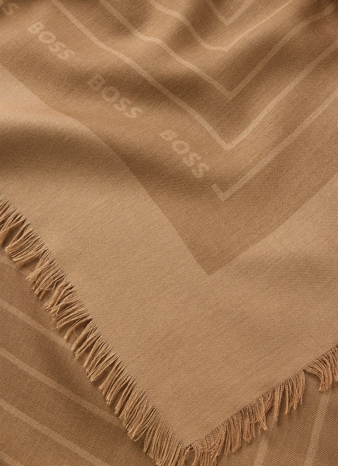 BOSS Laik sjaal in zijdeblend met logoprint 120 x 120 cm - detail medium beige-260 / beige