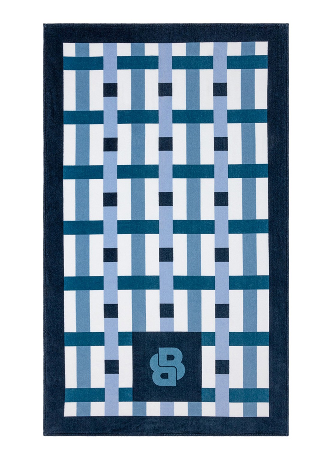 BOSS Latice strandlaken 100 x 170 cm - voorkant donkerblauw