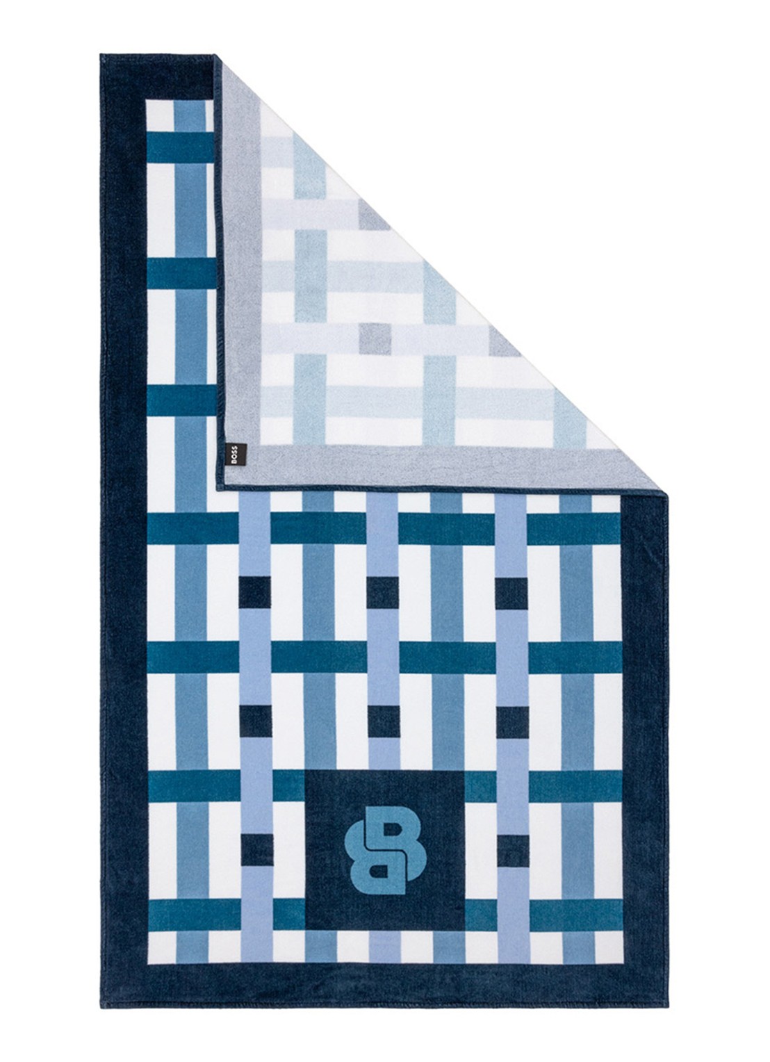 BOSS Latice strandlaken 100 x 170 cm - voorkant 2 donkerblauw