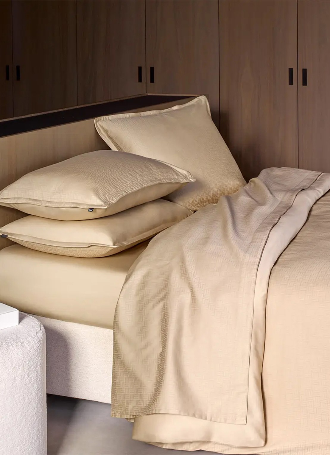 BOSS Lattice hoeslaken - detail 7 beige