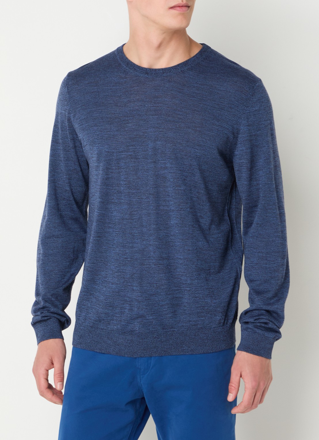 BOSS Leno-P fijngebreide pullover van wol  - detail 4 indigo