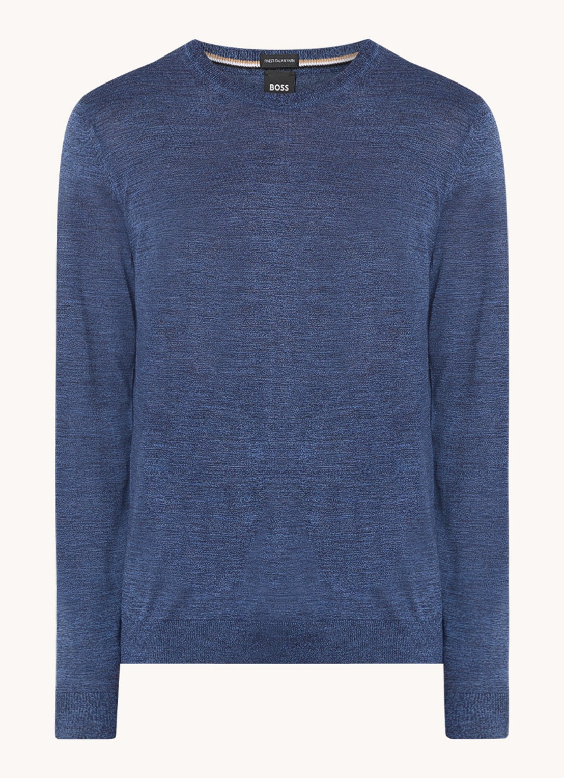 BOSS Leno-P fijngebreide pullover van wol  - voorkant indigo