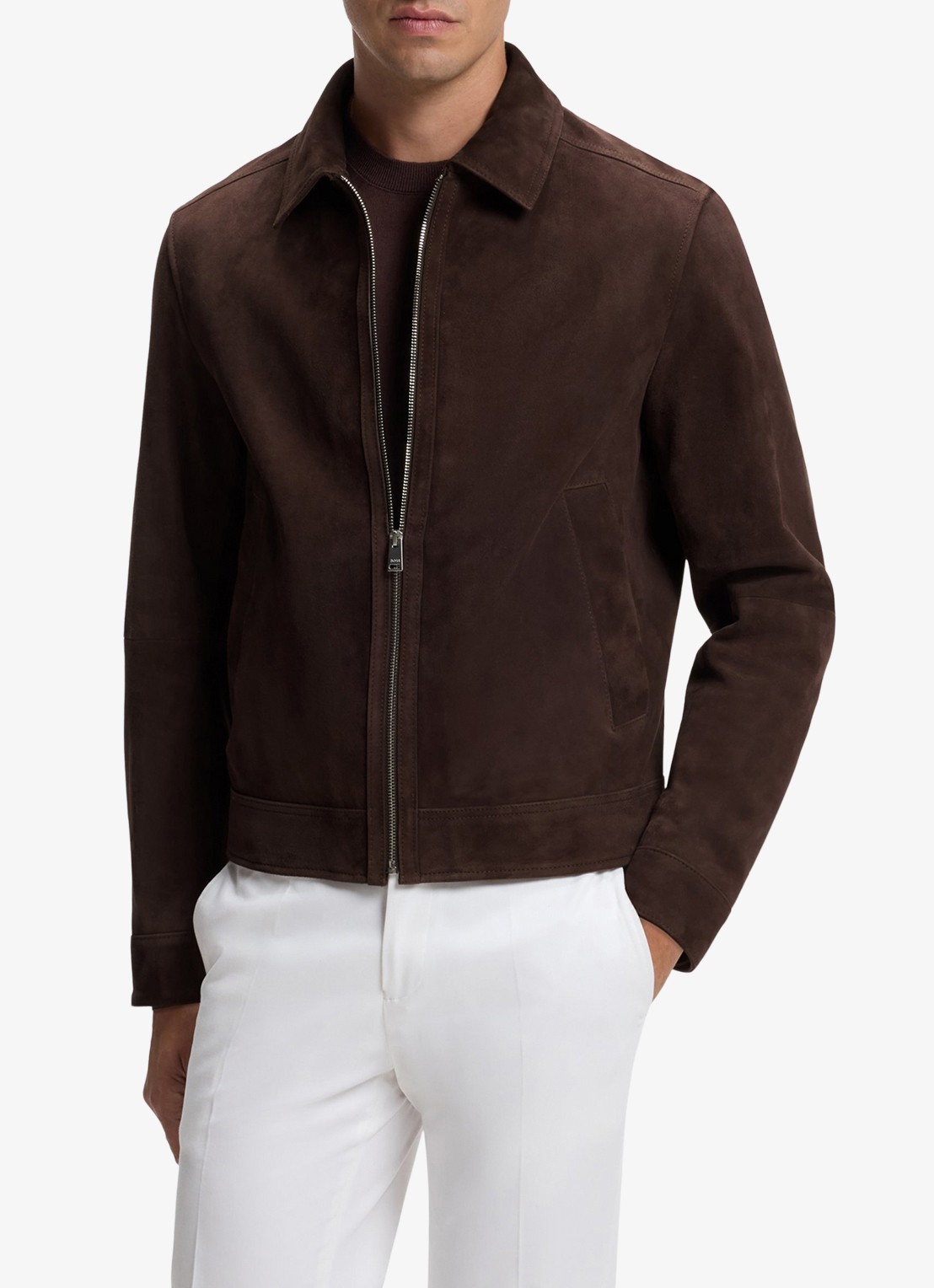 BOSS Lerenjack van geitenleer - detail dark brown-209 / bruin