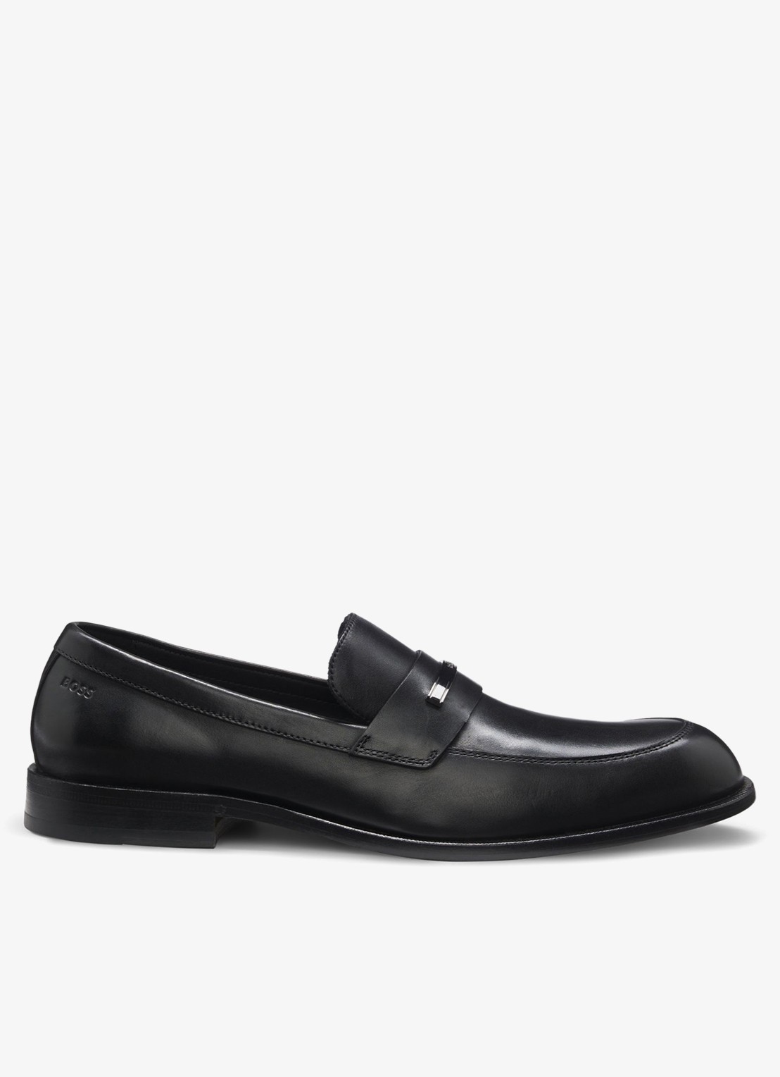 BOSS Loafer van leer met logo - detail 4 zwart