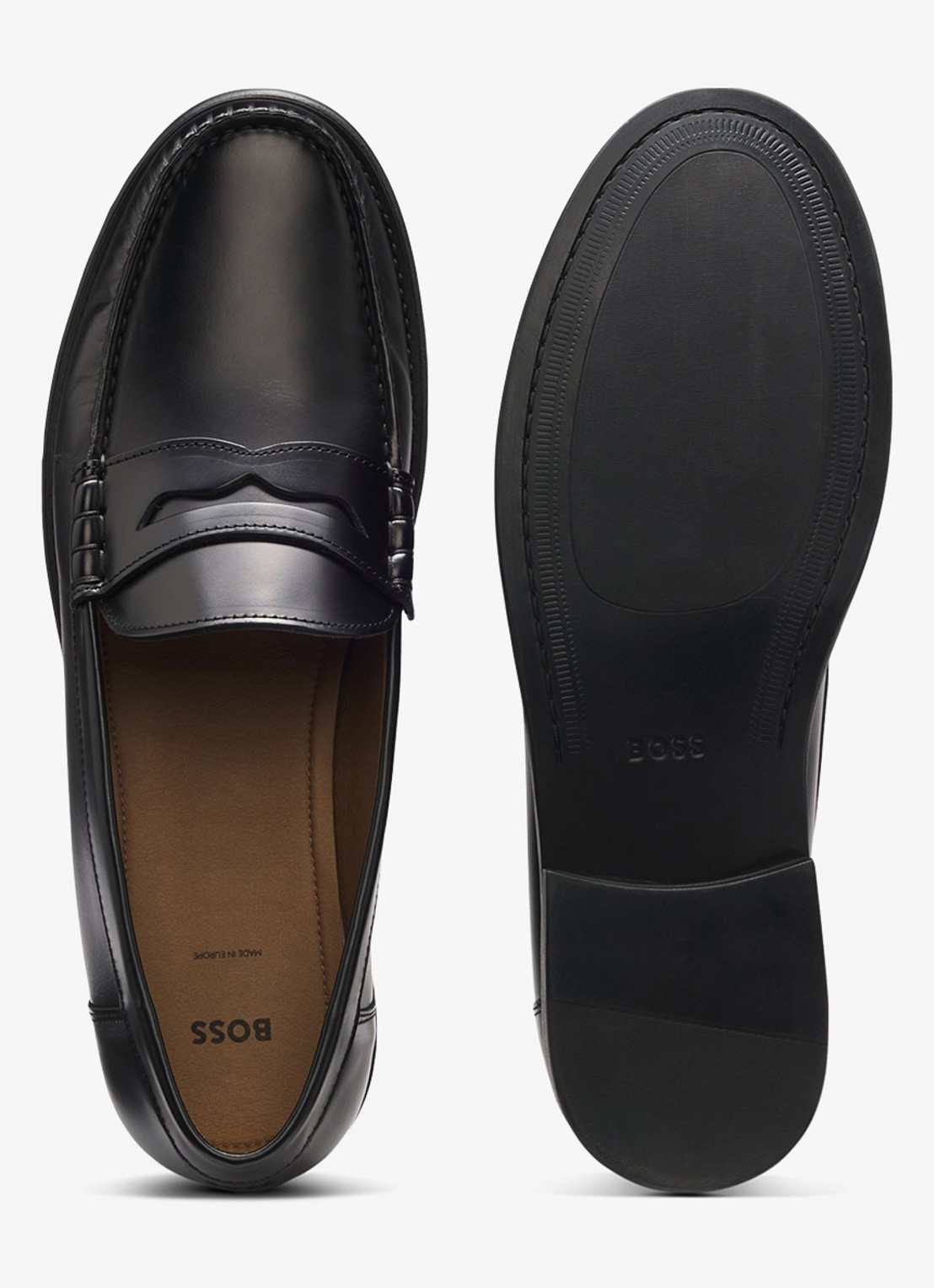 BOSS Loafer van leer met logo  - achterkant 5 zwart