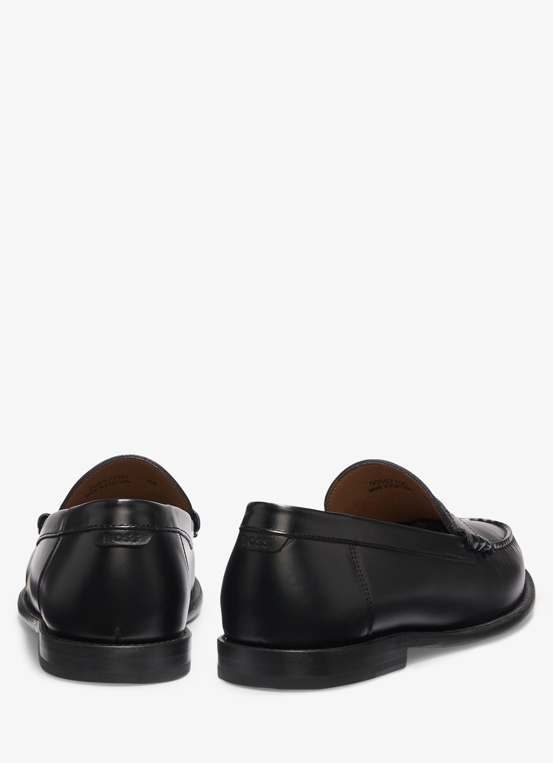 BOSS Loafer van leer met logo  - detail zwart