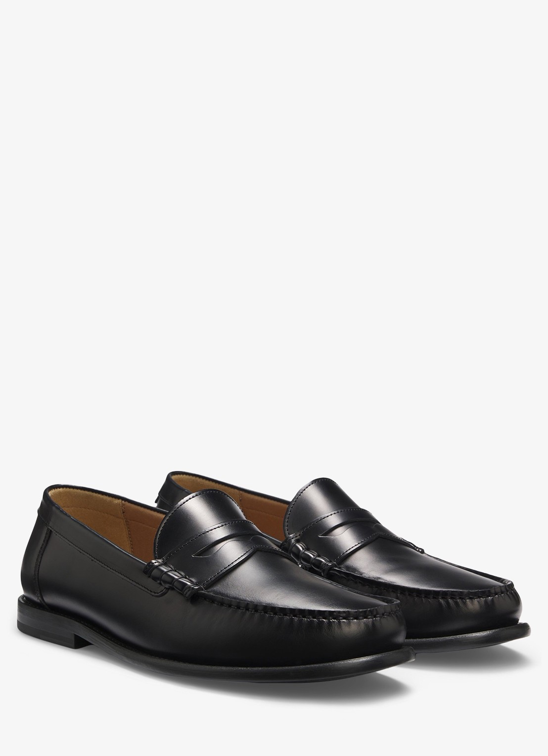 BOSS Loafer van leer met logo  - voorkant 4 zwart