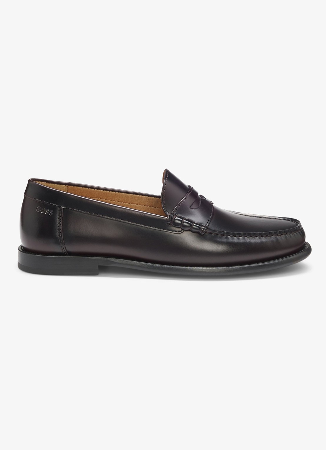 BOSS Loafer van leer met logo  - detail 4 donkerrood