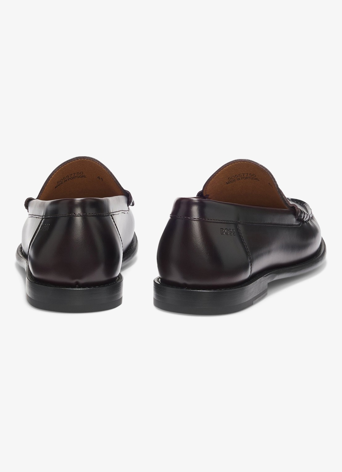 BOSS Loafer van leer met logo  - detail 5 donkerrood