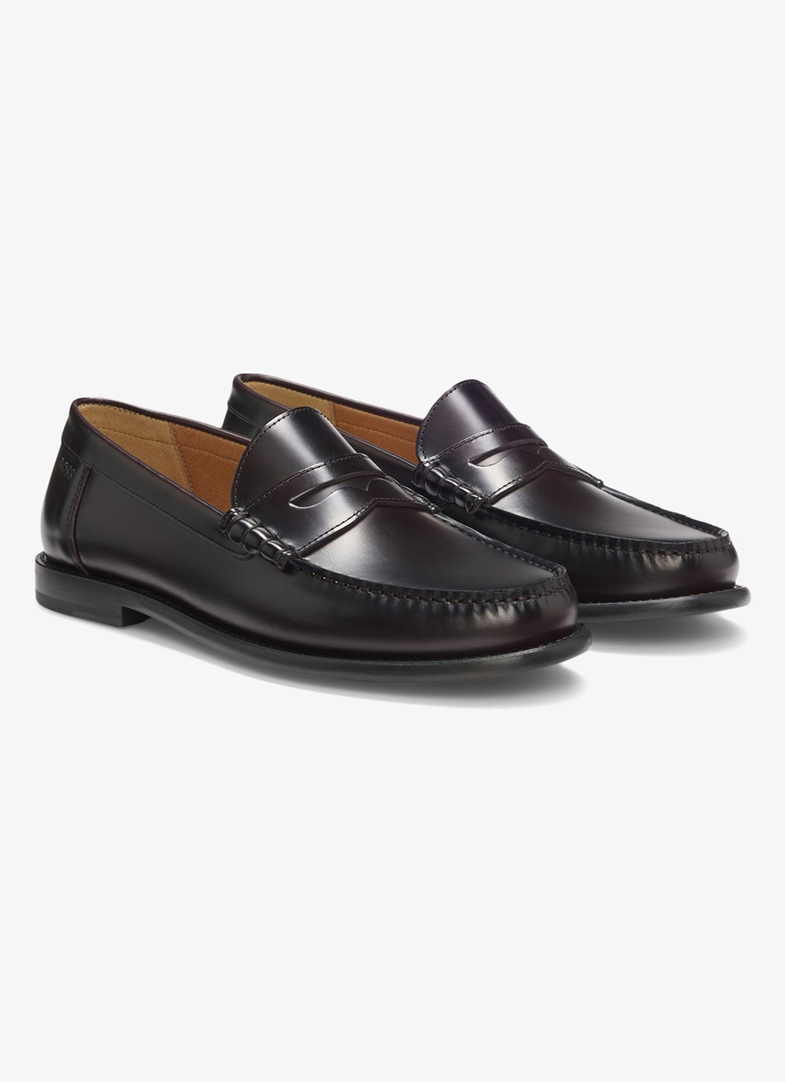 BOSS Loafer van leer met logo  - voorkant donkerrood