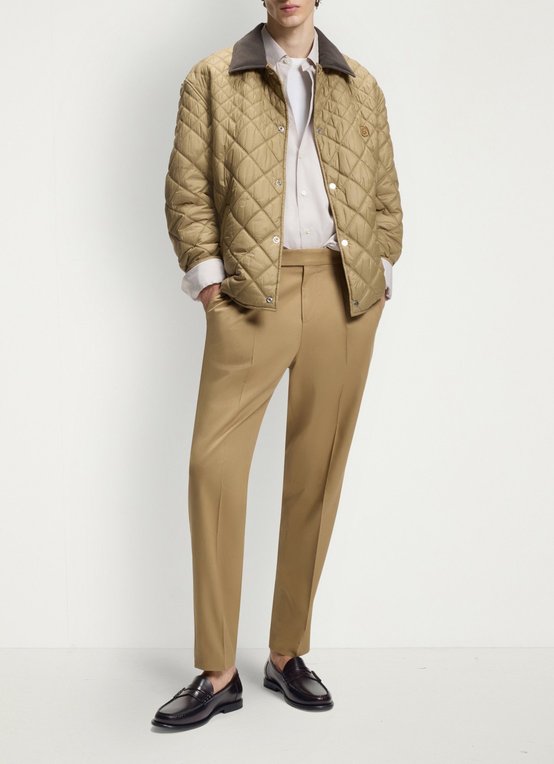 BOSS Loafer van leer met logo  - voorkant 2 donkerrood