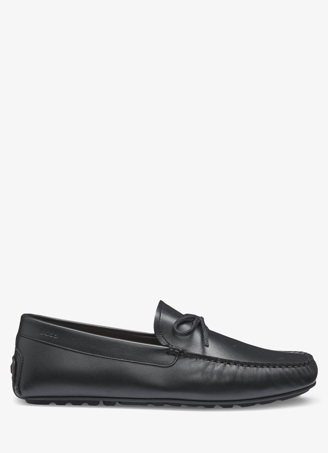 BOSS Loafer van leer met strikdetail  - voorkant 2 zwart