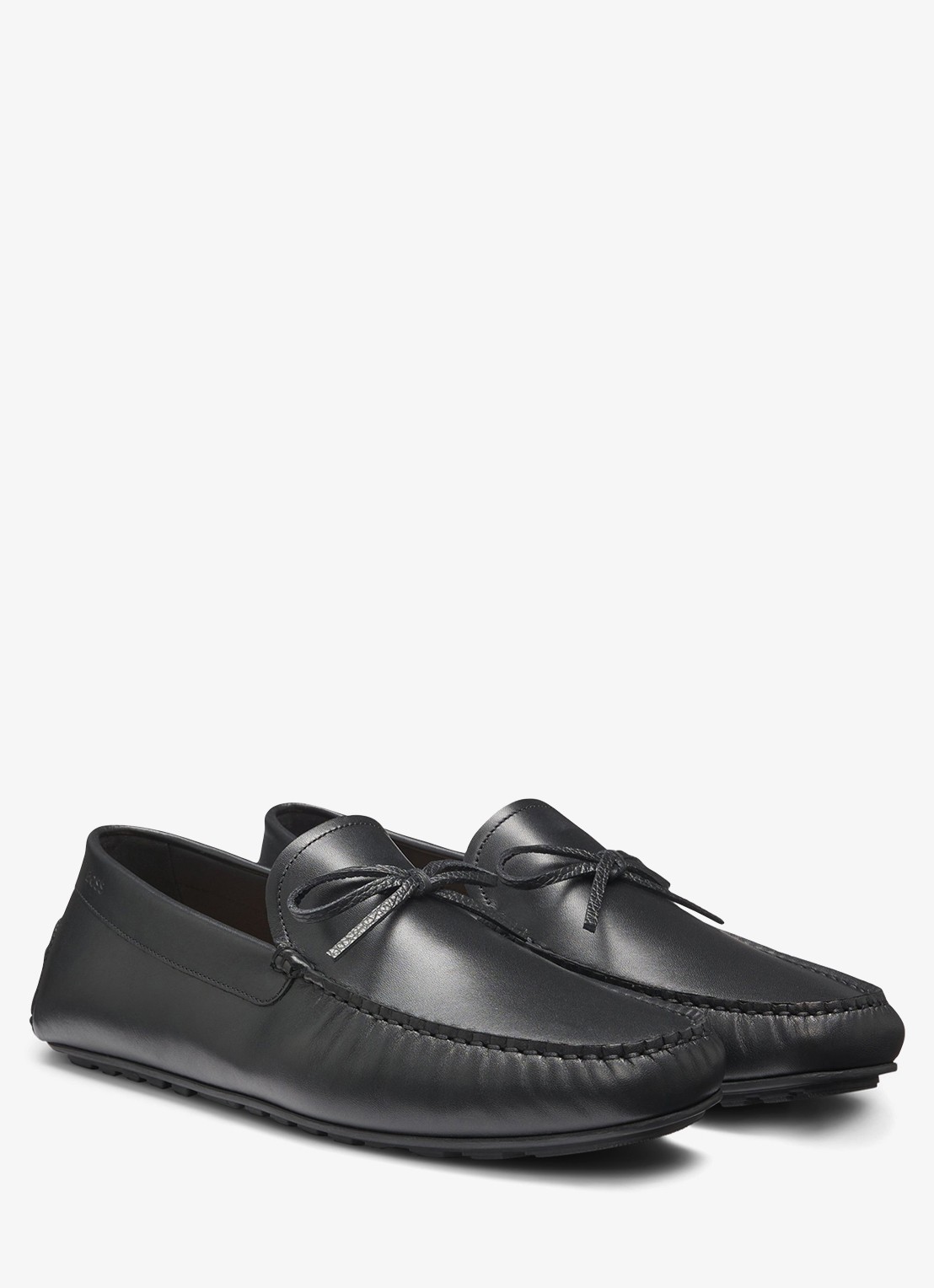 BOSS Loafer van leer met strikdetail  - voorkant 3 zwart