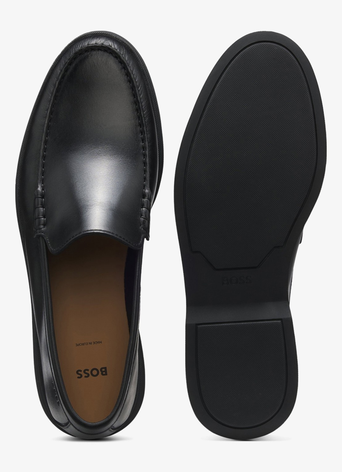 BOSS Loafer van leer - detail 3 zwart
