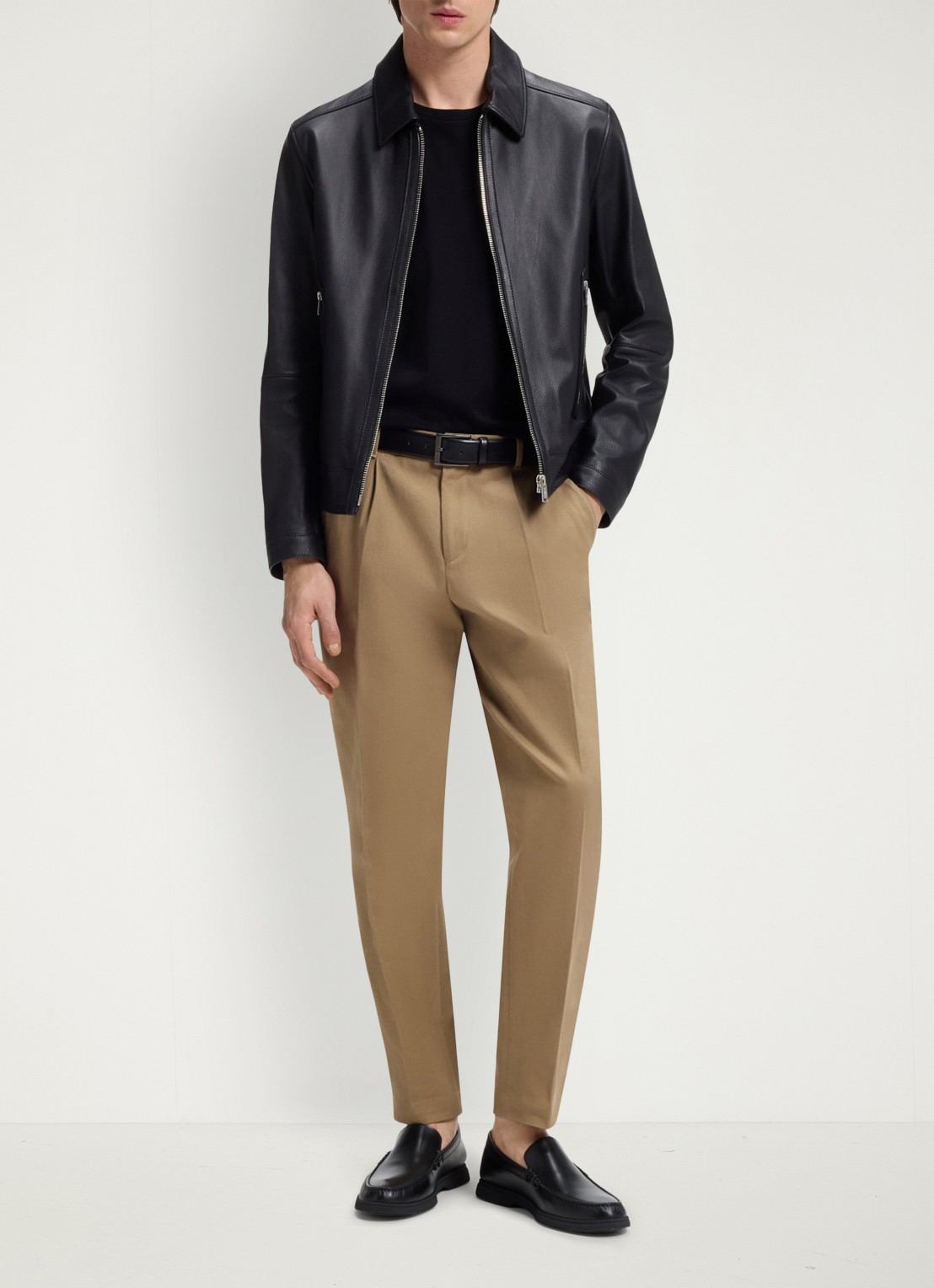 BOSS Loafer van leer - detail 4 zwart