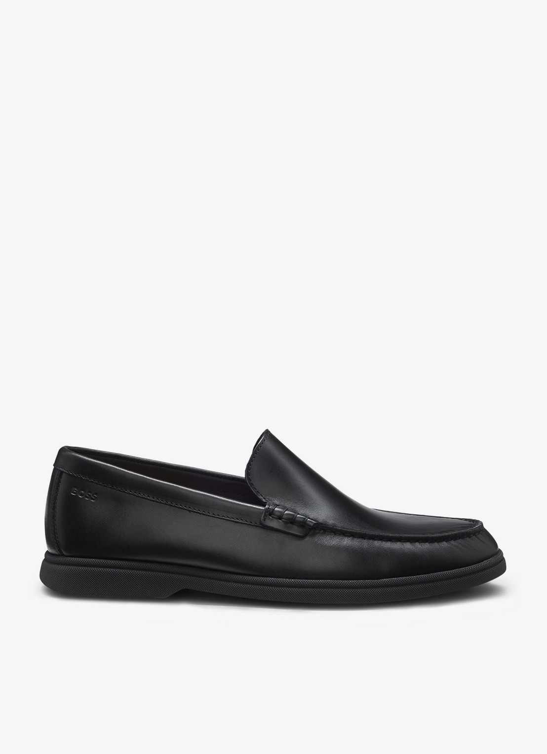 BOSS Loafer van leer - voorkant zwart