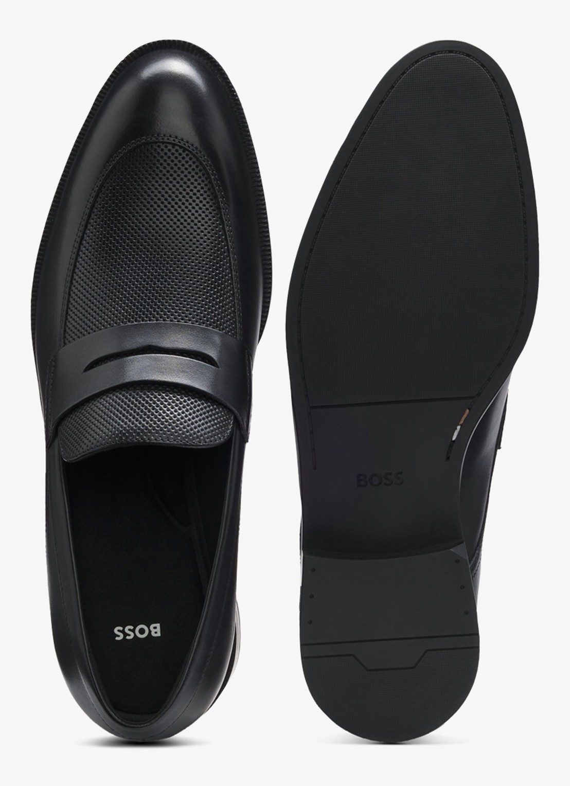 BOSS Loafer van leer - detail 3 zwart