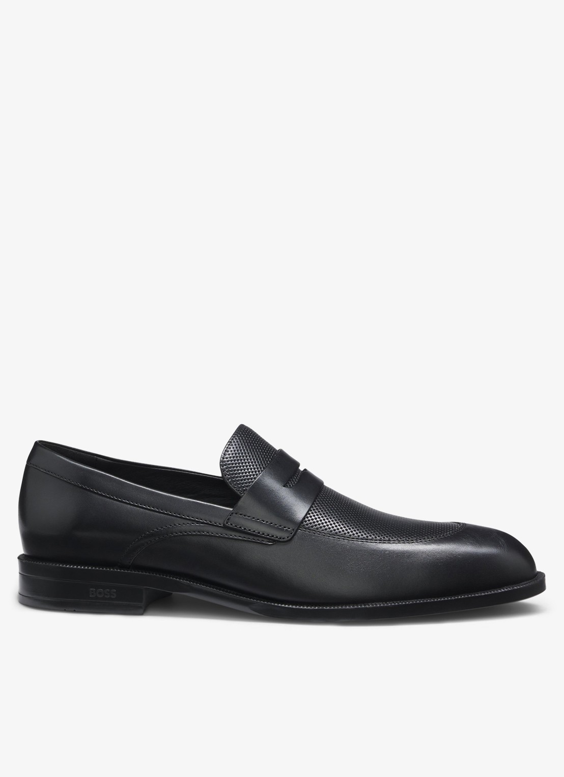BOSS Loafer van leer - voorkant zwart