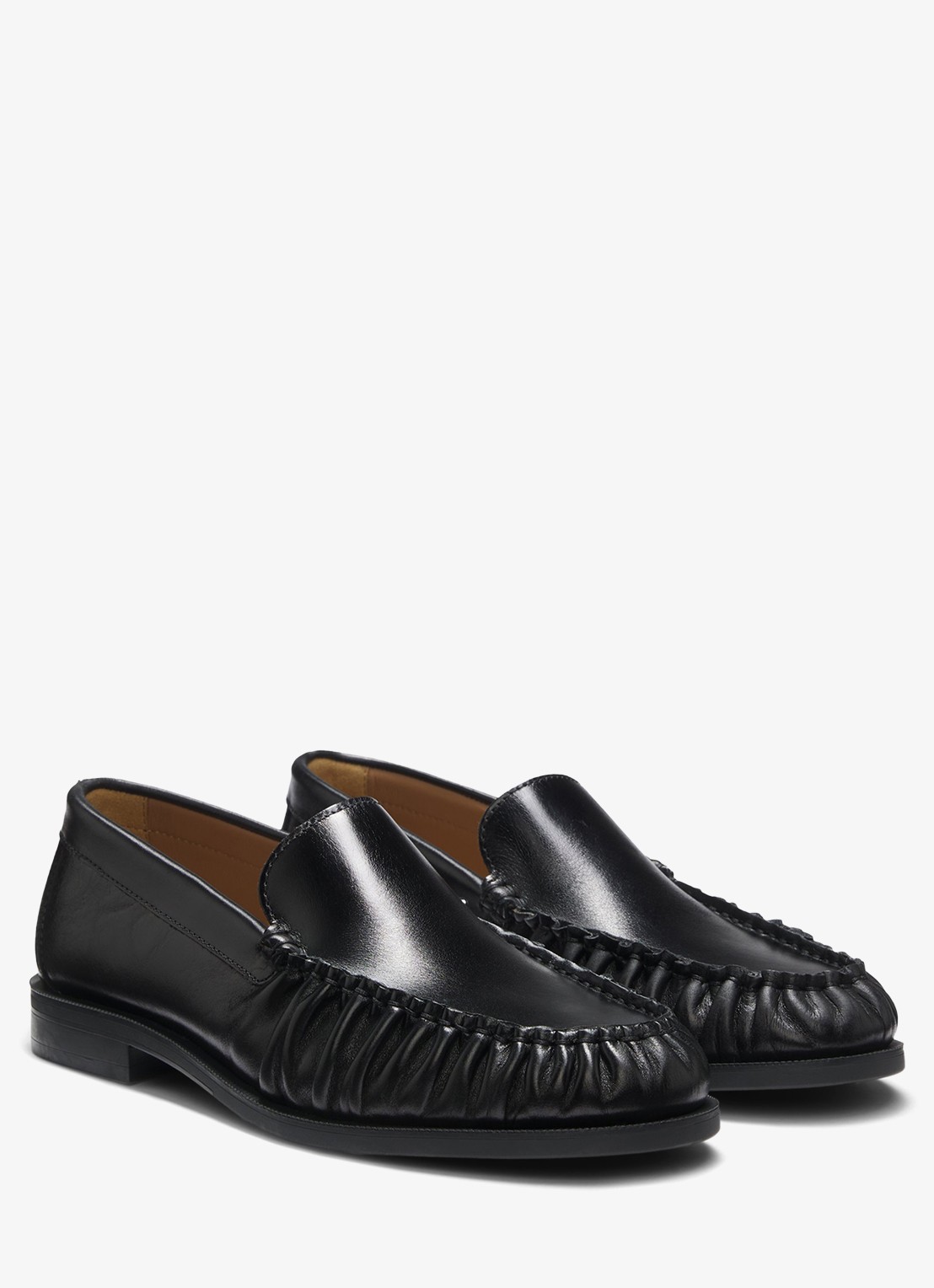 BOSS Loafer van leer - voorkant 2 zwart