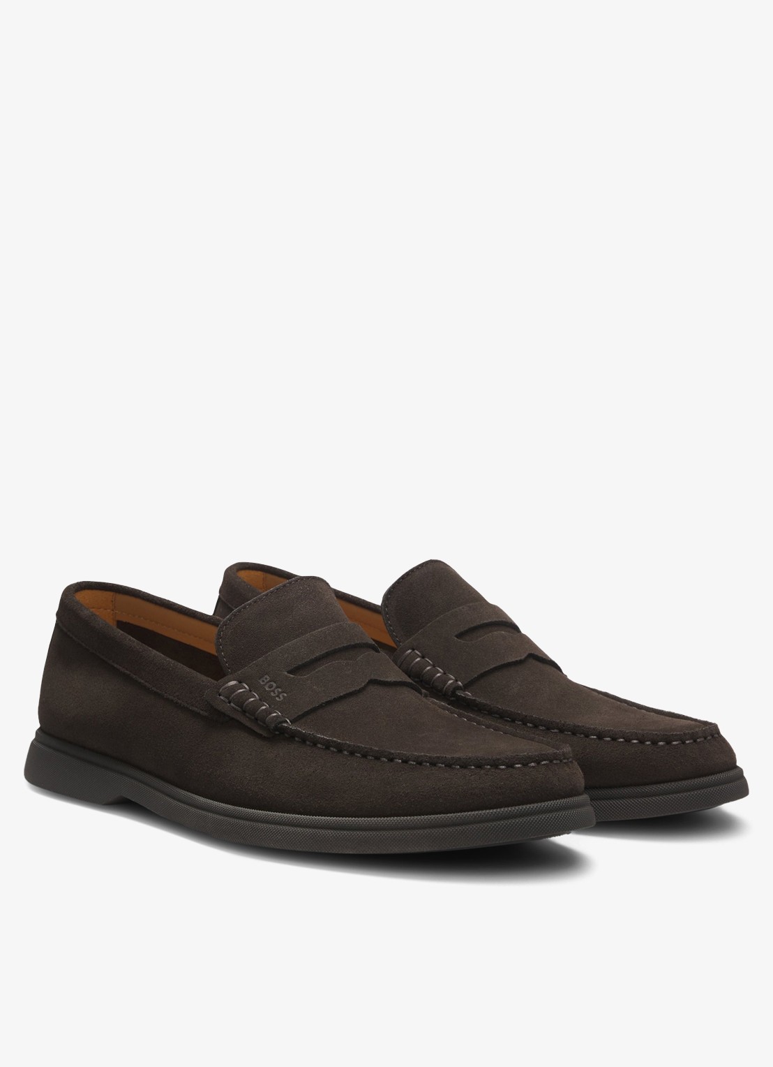 BOSS Loafer van suède - detail 4 donkerbruin