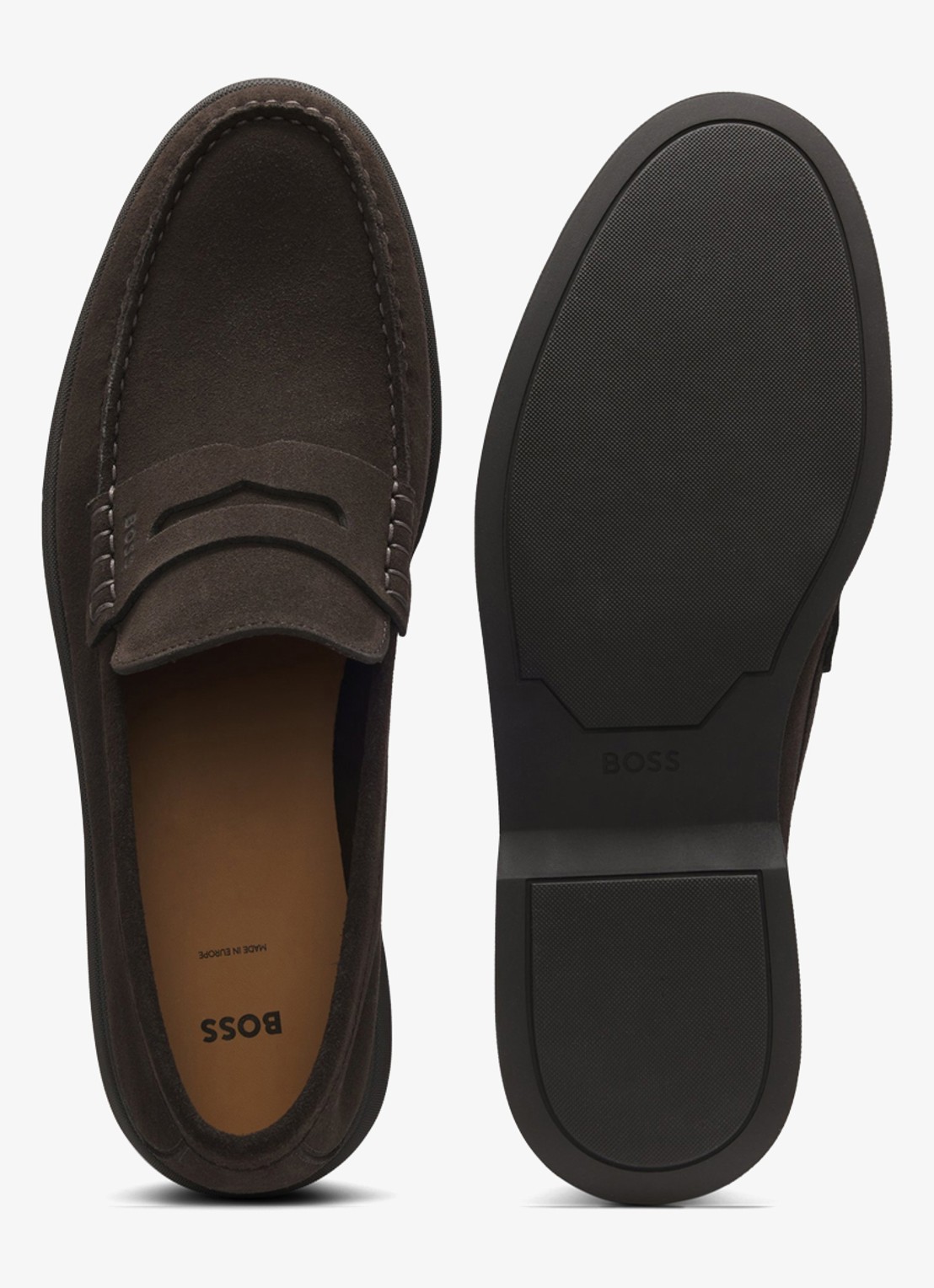 BOSS Loafer van suède - detail 5 donkerbruin