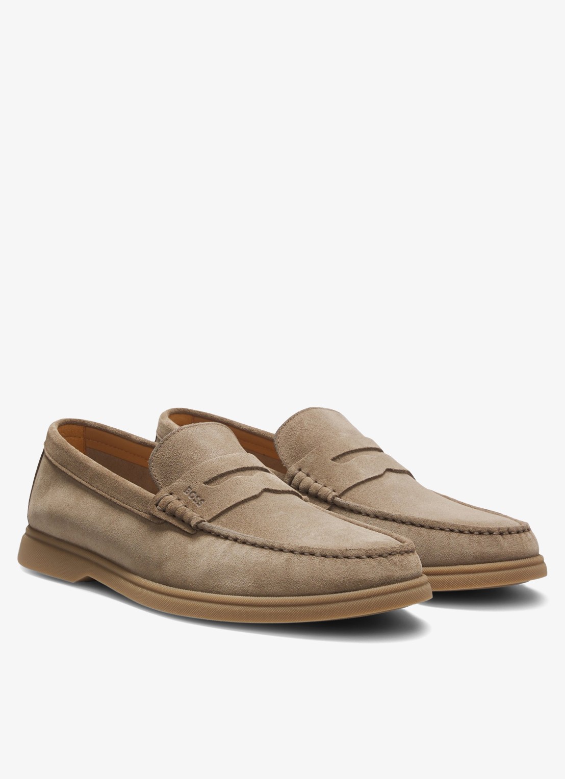 BOSS Loafer van suède - detail donkerbeige