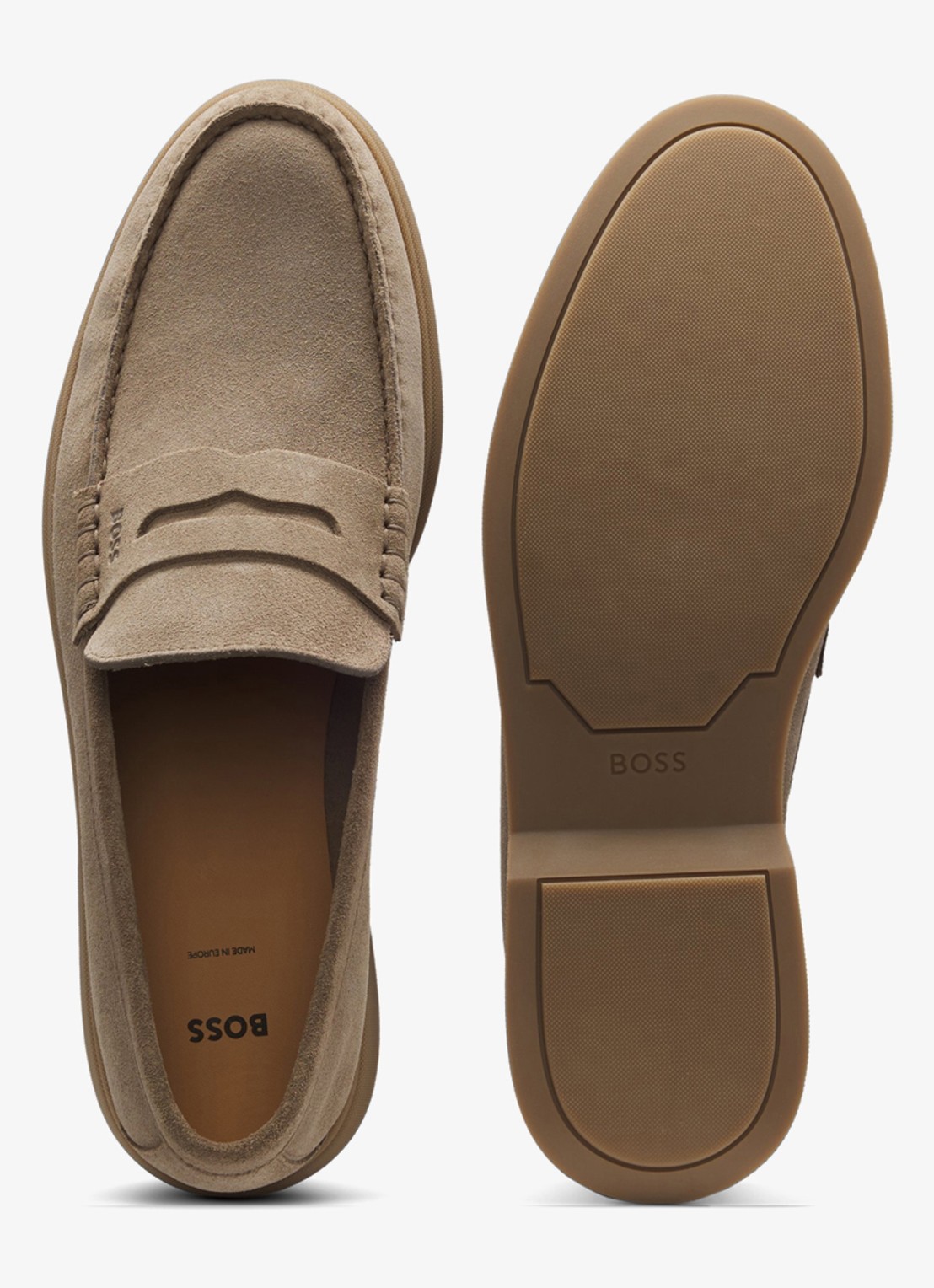 BOSS Loafer van suède - detail 2 donkerbeige