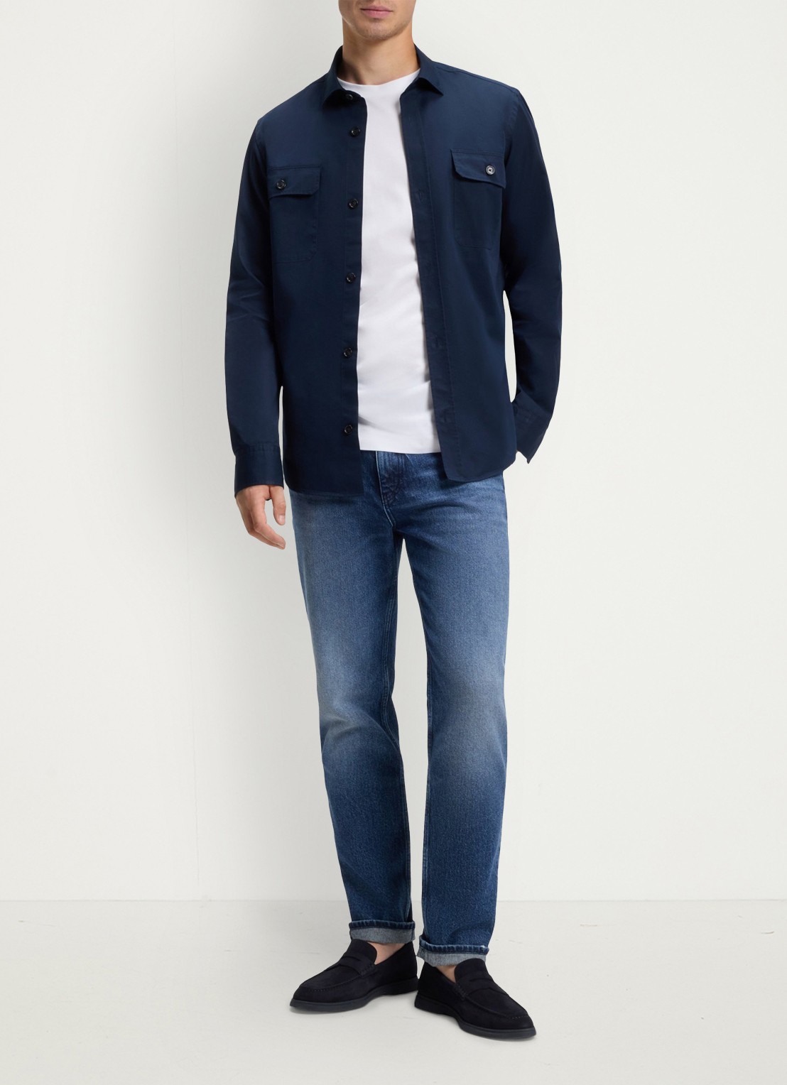 BOSS Loafer van suède - voorkant 5 donkerblauw