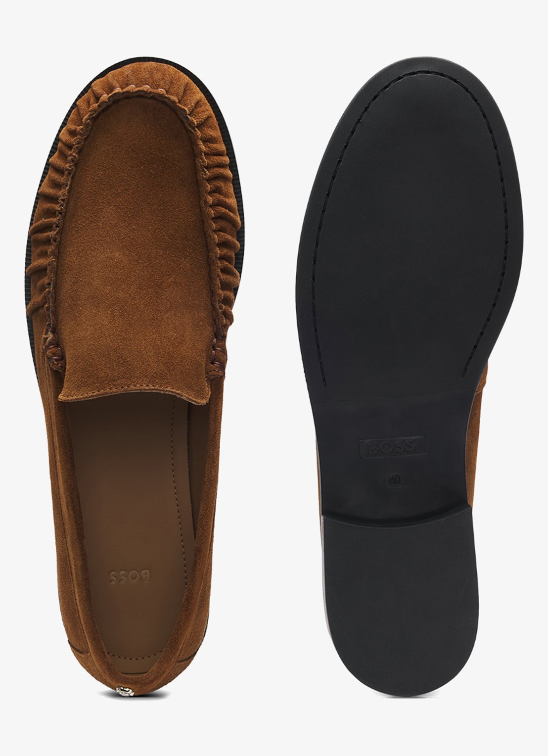 BOSS Loafer van suède  - achterkant 3 donkerbruin