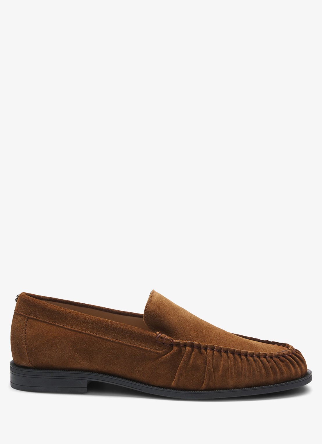 BOSS Loafer van suède  - voorkant donkerbruin