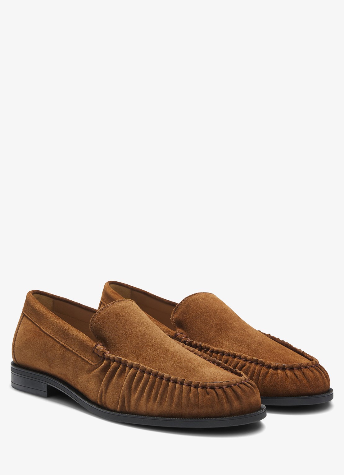 BOSS Loafer van suède  - voorkant 2 donkerbruin