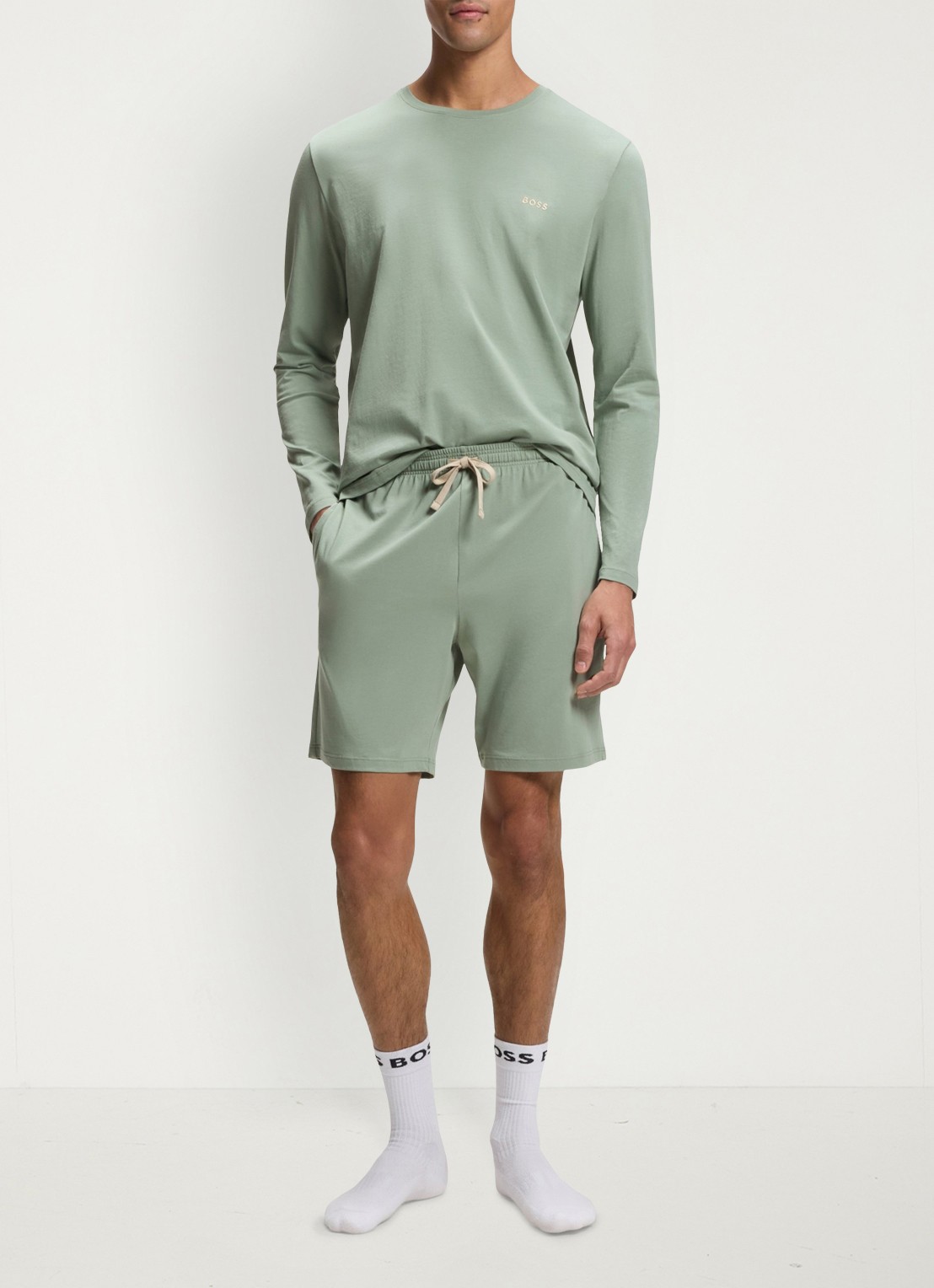 BOSS Longsleeve met logo - voorkant 2 lichtgroen