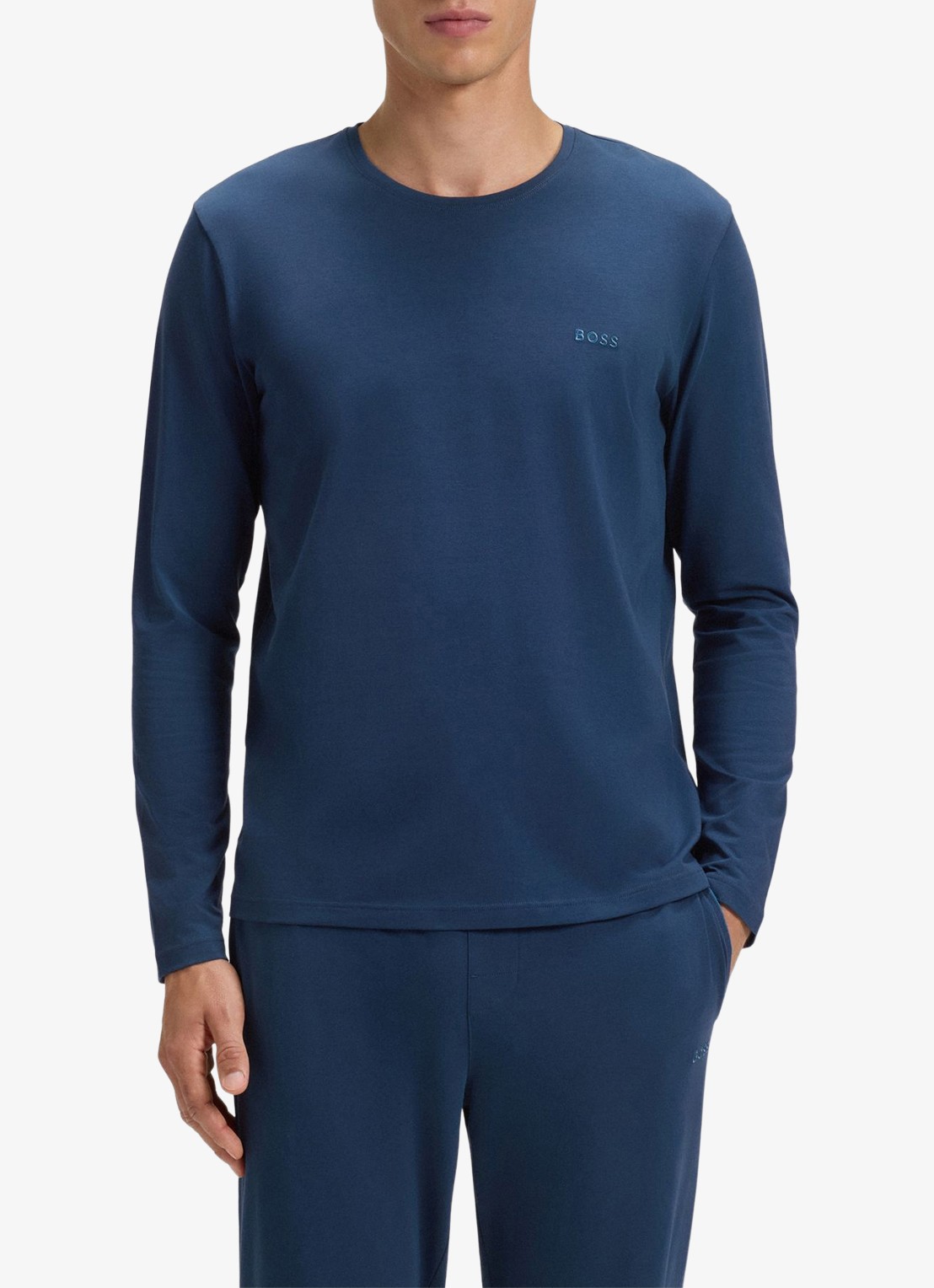 BOSS Longsleeve met logo - detail 3 blauw