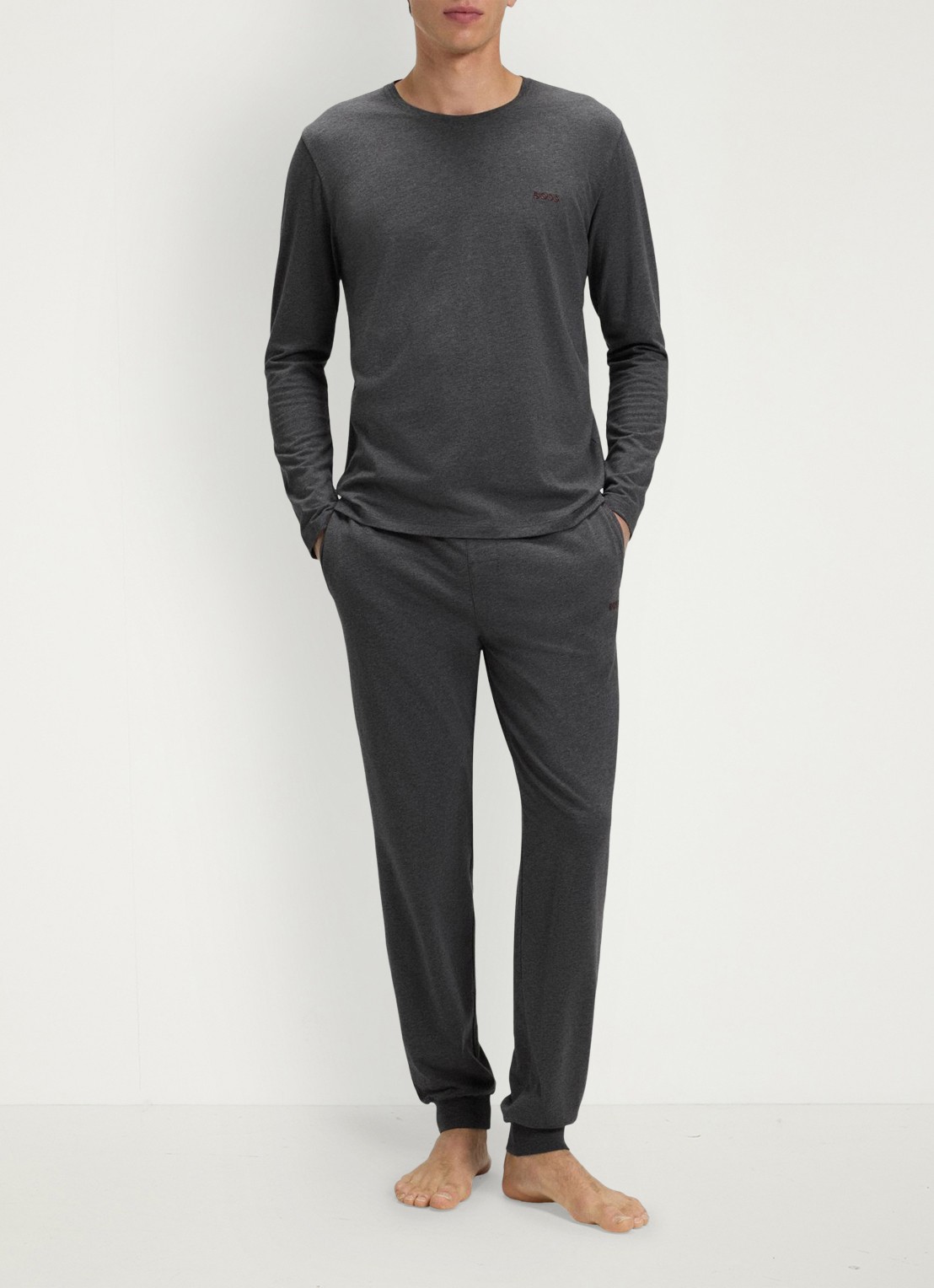 BOSS Longsleeve met logo - voorkant 2 grijs