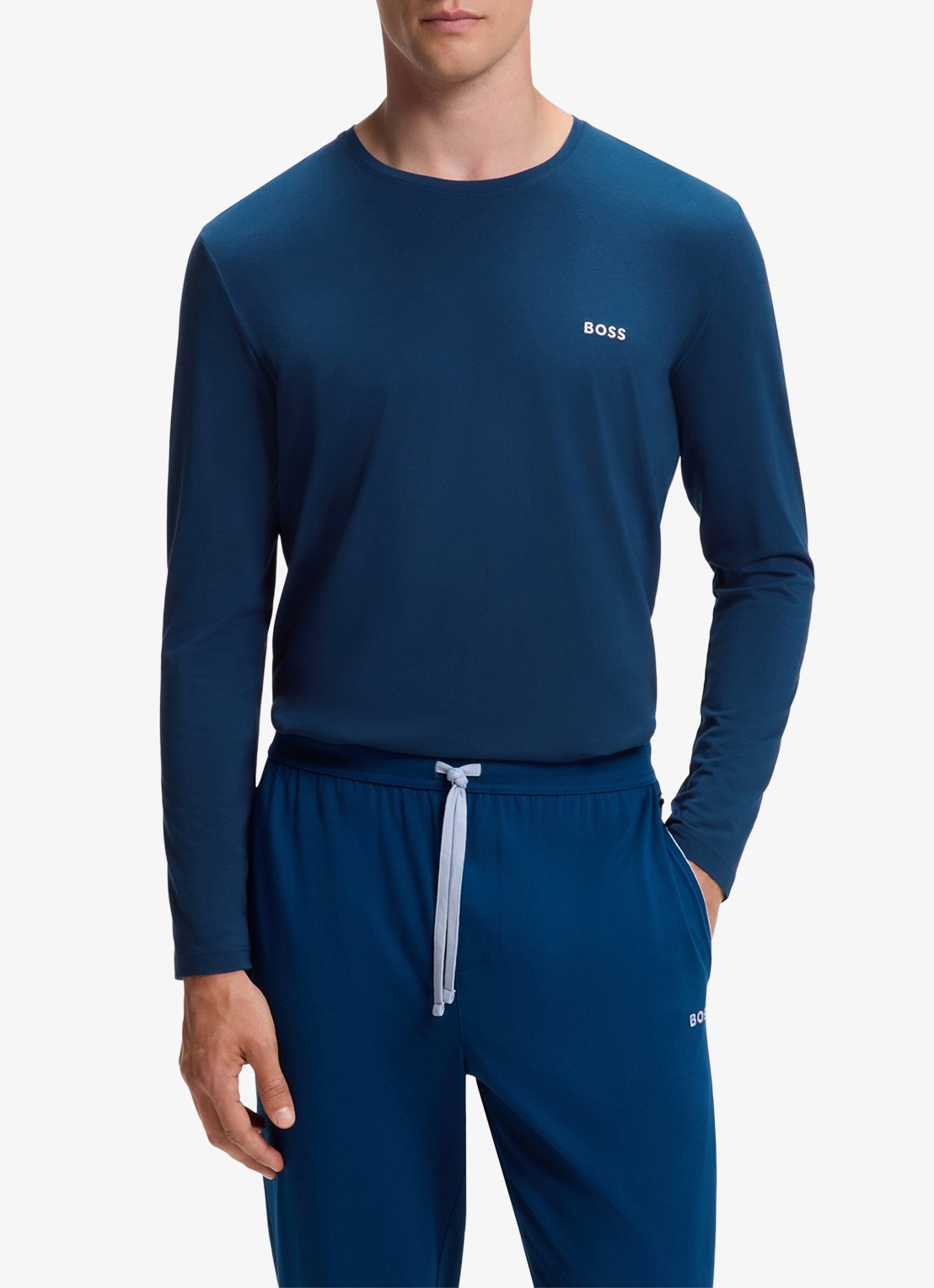 BOSS Longsleeve met logo - detail 4 donkerblauw