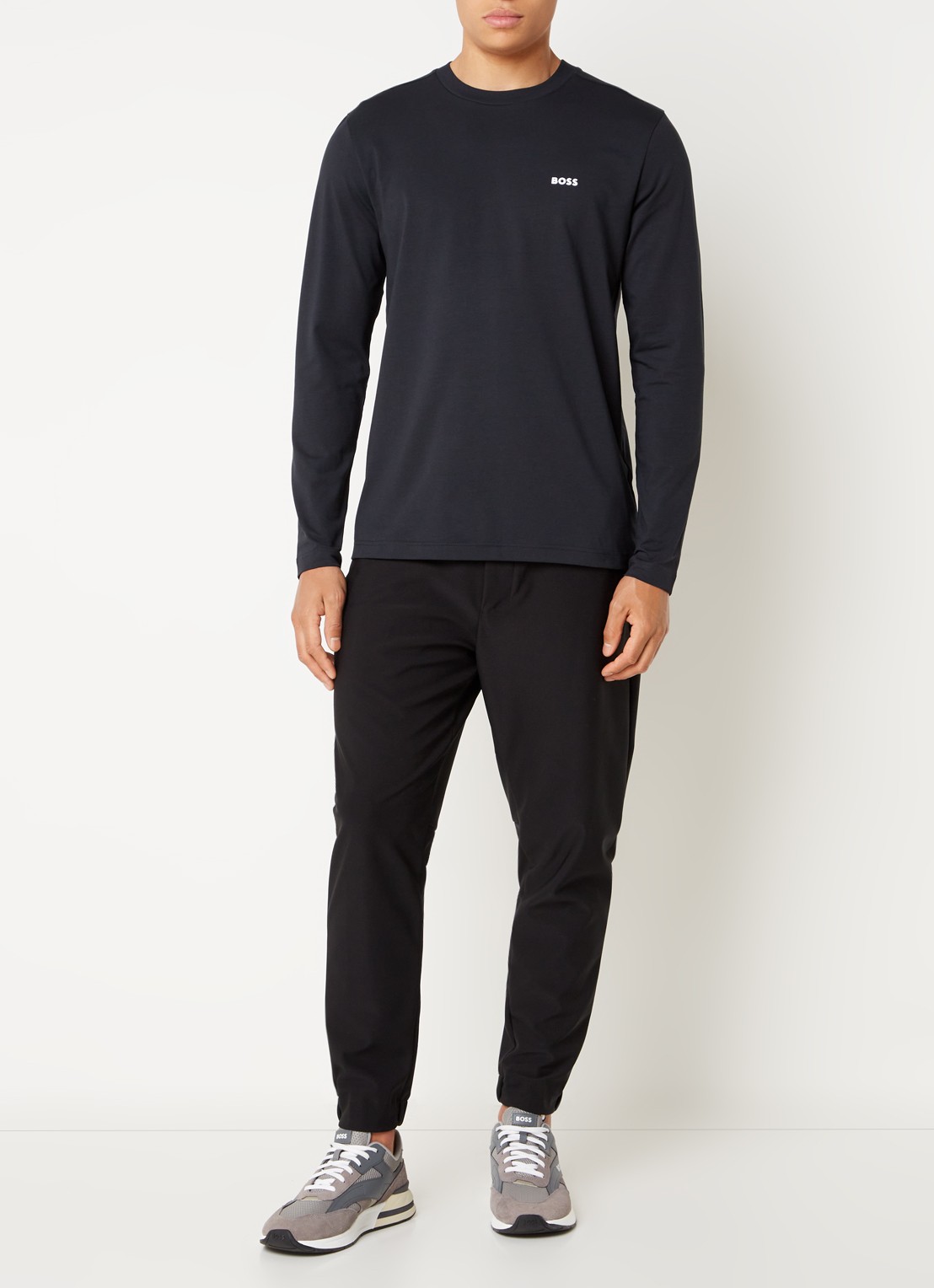 BOSS Longsleeve met logo - voorkant 4 donkerblauw